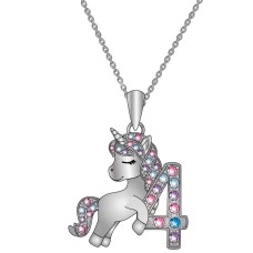 UNGENT THEM Happy 4th Birthday Gifts for Girls Unicorn Necklace for Little Girls Unicorn Jewelry Gifts for Girls Daughter Sister Granddaughter Niece Birthday Party