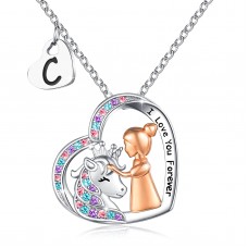 UNGENT THEM Unicorn Gifts for Girls Necklace Letter C Initial Alphabet CZ Heart Pendant Magical Necklace Christmas Birthday Jewelry Gifts for Women Girls Daughter Granddaughter Niece Unicorn Lovers…