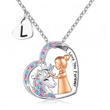 UNGENT THEM Silver Letter L Initial Unicorn Necklace for Girls Alphabet CZ Heart Pendant Magical Necklace Christmas Birthday Unicorns Gifts Jewelry for Little Girls Daughter Granddaughter Niece Women Unicorn Lovers…