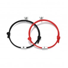 UNGENT THEM Magnetic Couples Bracelets Sun and Moon Matching Friendship Magnet Attract Red Bracelet Couple Gifts for Boyfriend Girlfriend Best Friends Women Men Him Her （Black&Red）