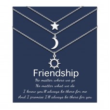 UNGENT THEM Best Friend Friendship Necklaces for 3 Sun Moon Star Dainty Layered Matching Necklace Best Friend Friendship Jewelry Gifts for 3 Teen Girls Women Sister…