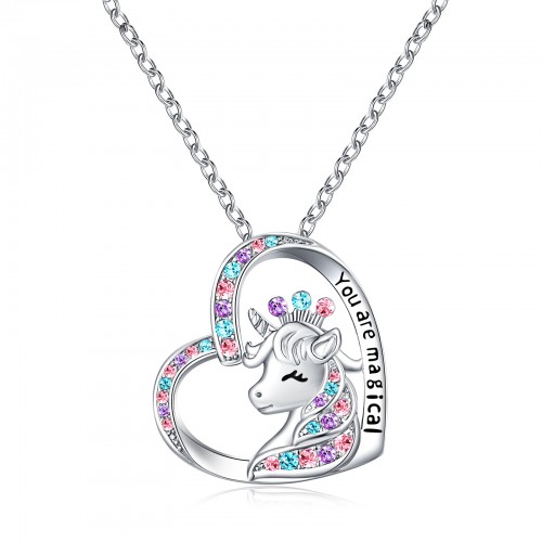 Charming Whimsy Charm Necklace by Girl Nation, Unicorn Necklace, Unicorn Glitter