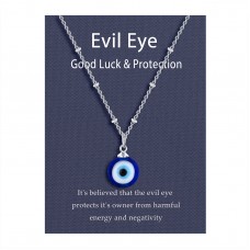 UNGENT THEM Evil Eye Necklace Silver Blue Third Eye Nazar Amulet Ojo Turco Protection Chain Pendant Necklaces Lucky Jewelry Gift for Women Girls Daughter Mother…