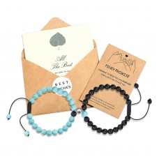 UNGENT THEM Boyfriend Girlfriend Gifts Magnetic Couples Best Friends Bracelets Bead Long Distance Relationship Friendship Bff Matching Bracelets Blue Him His Hers Women Men Lover（green&black）