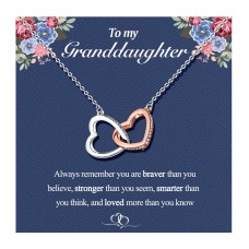 UNGENT THEM Gifts for Granddaughter Necklace, Interlocking Heart Necklace, Granddaughter Graduation Gifts from Grandma Grandmother, Sweet Birthday Jewelry Gifts for Girls…