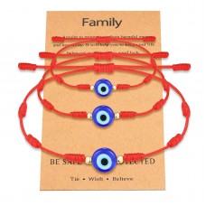 UNGENT THEM 7 Knot Evil Eye Bracelet Mal De Ojo Red String Kabbalah Protection Mommy and Me Adjustable Bracelets Set for Boy Girls Daughter Mother Family 3PCS…