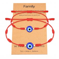 UNGENT THEM 7 Knot Evil Eye Bracelet Mal De Ojo Red String Kabbalah Protection Mommy and Me Adjustable Bracelets Set for Boys Girls Mother Daughter Family Women(2 PCS)