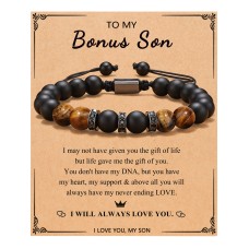 UNGENT THEM Bonus Son Stepson Gifts from Stepmom Stepdad, Step Son Bracelet, Bonus Son Birthday Valentines Day Gifts Graduation for Men Teen Boys Teenager…