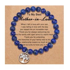 UNGENT THEM Mother in Law Gifts from Daughter in Law, Mother in Law Wedding Gift from Bride Groom for Birthday Christmas Gift, Mother in Law Tree of Life Bracelet