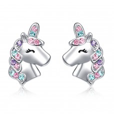 UNGENT THEM Silver Unicorn Stud Earrings for Little Girls Hypoallergenic CZ Unicorns Jewelry Gifts for Girls Daughter Granddaughter Birthday Party…